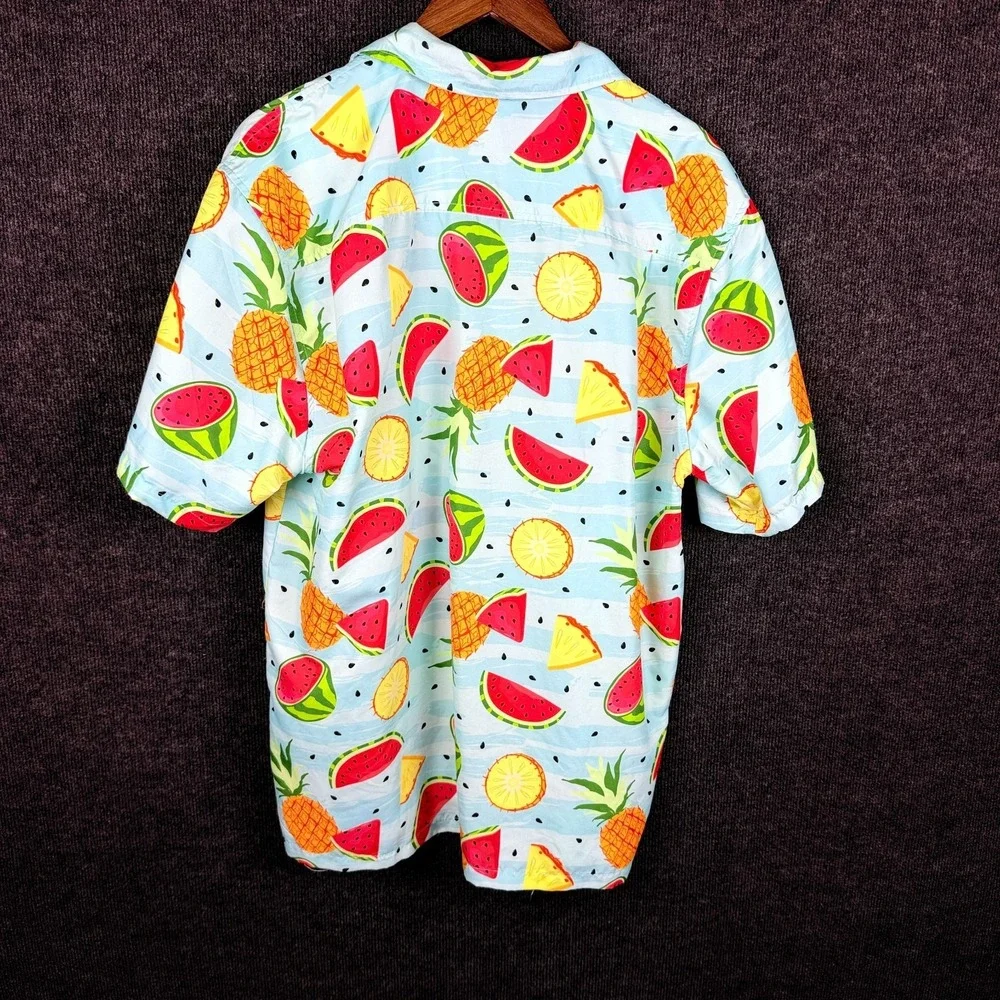 Uzzi Amphibious Gear Vintage Watermelon Pineapple Hawaiian Camp Shirt Large L